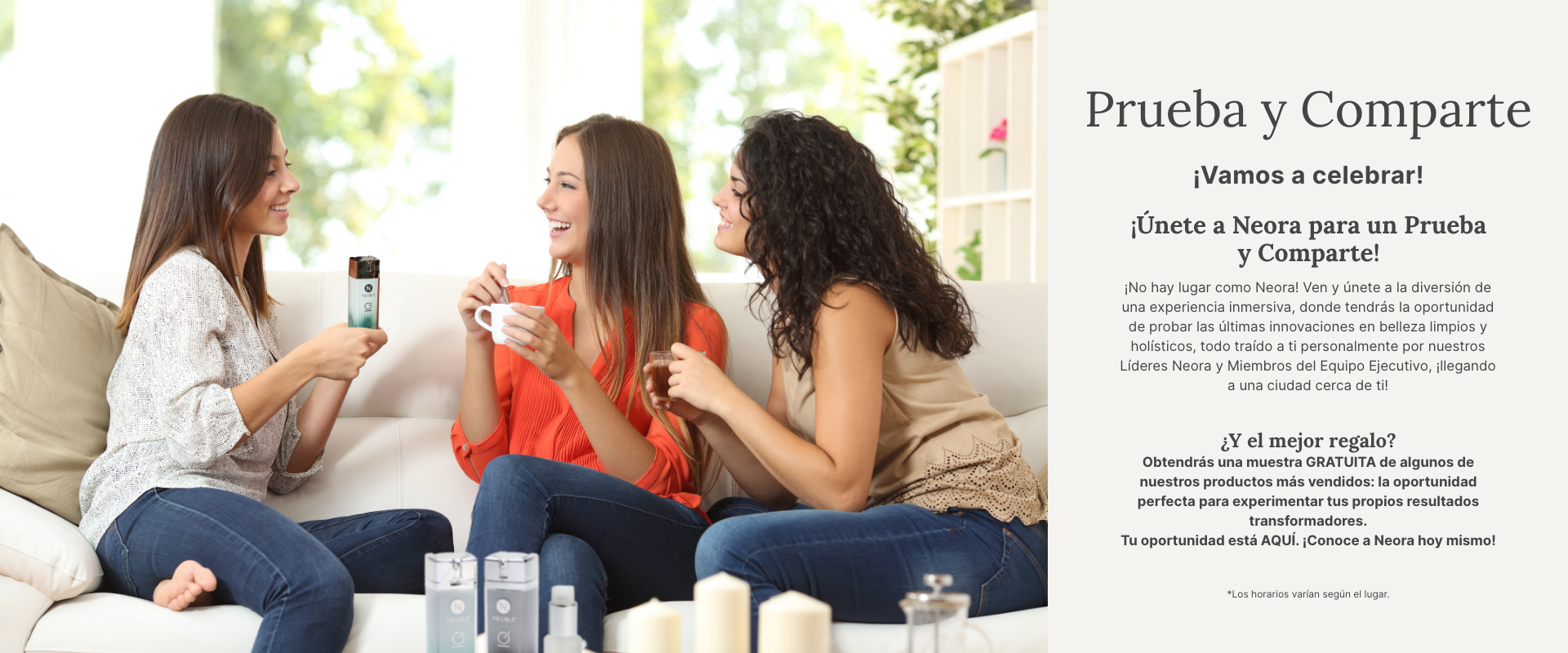 Sip & Sample. Join a Mix & Mangle with your Neora Leaders!